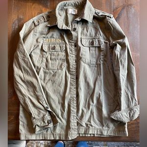 Olive green button down jacket